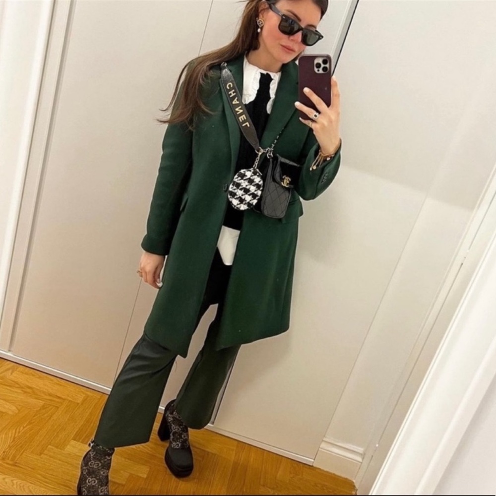 Zara Forest Green Long Pea Coat